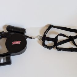 Brand New Coleman Retractable Dog Leash Kit with Harness & Flashlight