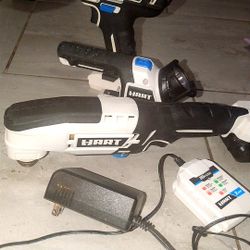 Four-Piece Hart Drill Set Two Batteries Two Battery Chargers