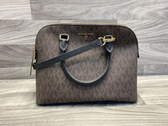 Michael Kors Cindy Large Dome Satchel Brown MK Logo New With Tags (A1D029280)