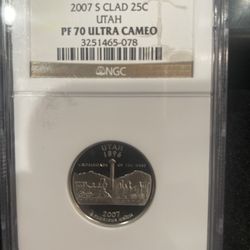 2007 S Gem Proof PERFECT GRADED Utah State Quarter Graded At PR70 U-3