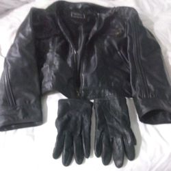  3X  Xoxo Leather Jacket With Leather Gloves 
