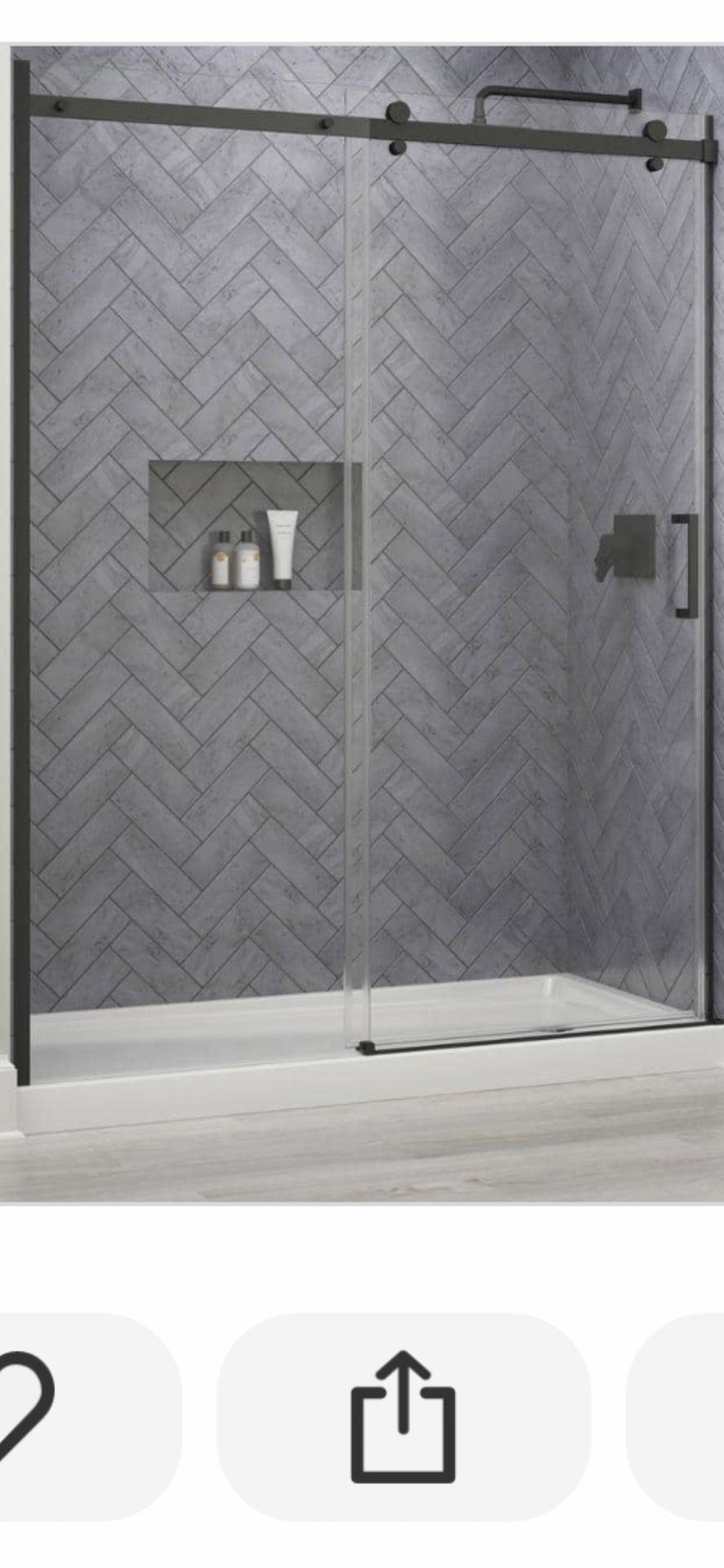 Delta Commix 60 × 76 in. Frameless Exposed Roller Sliding Shower Door in Matte Black with 5/16 in. (8mm) Tempered Clear Glass