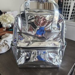  Icon Flair Pin Trading Backpack Metallic Silver Limited Edition $30 Obo 