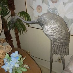 Pewter Silver. Large Crane. 