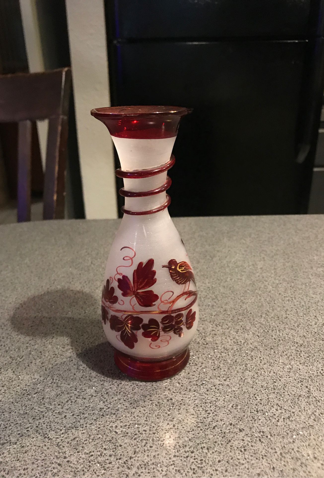 7 inches tall ruby red vase