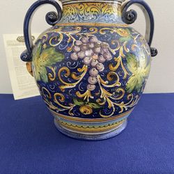 Hand Painted Italian Ceramic Jar/urn w/lid