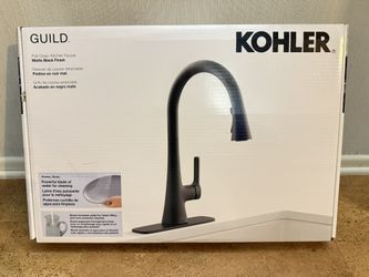 Kohler Guild Pull-Down Kitchen Faucet - Matte Black Finish    Open Box - Please Note Box Have Signs of Wear    SweepSpray Powerful Blade Of Water For 