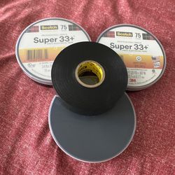 Scotch Super 33+ Vinyl Electrical Tape: 3/4 in. x 66 ft. (Black) [3-pack] New !