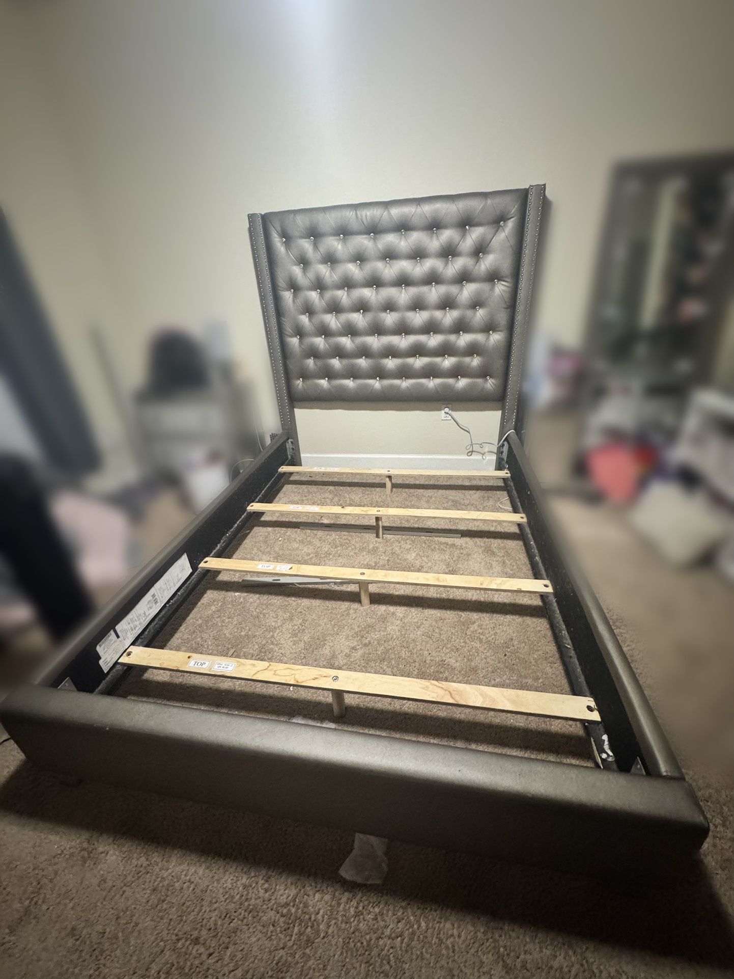 Queen Size Bed Frame, And Mirror And Dresser