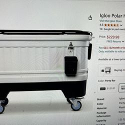 Igloo Partybar Cooler On The Wheels 125 Quarts