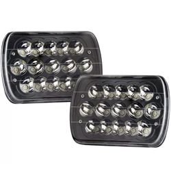 Black Pair 45w 7x6 5x7 Led Headlights 6052 6054 H5054 H6054 Hi/Low Sealed Bea...