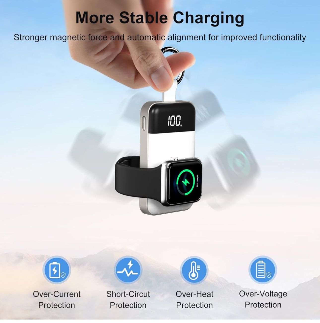 Portable Wireless Charger Compatible for Apple Watch,2000mAh Magnetic iWatch Charger Power Bank Keychain Travel Accessories LED Display for Apple Watc
