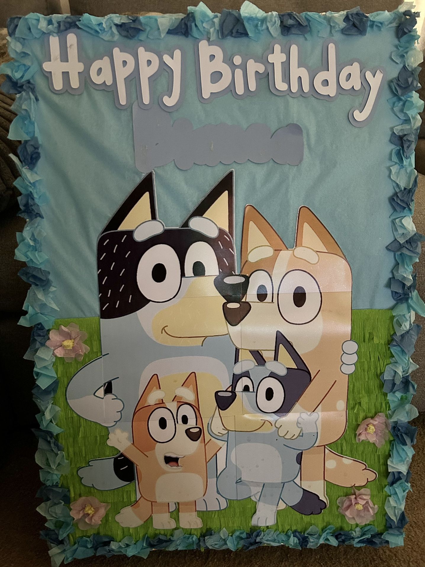 Bluey Pinata (rectangle 30inches) with 2 Mylar Balloons