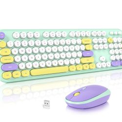 Wireless Keyboard and Mouse Combo, Cute Keyboard Full Size and Wireless Mouse.