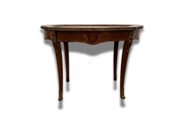 NY: Vintage French Inlaid Coffee Table with Marble Top