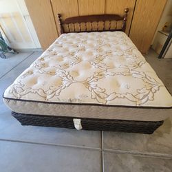 Queen Size Bed, Tencel Mattress,  Box Spring, Head Board, and Metal Frame