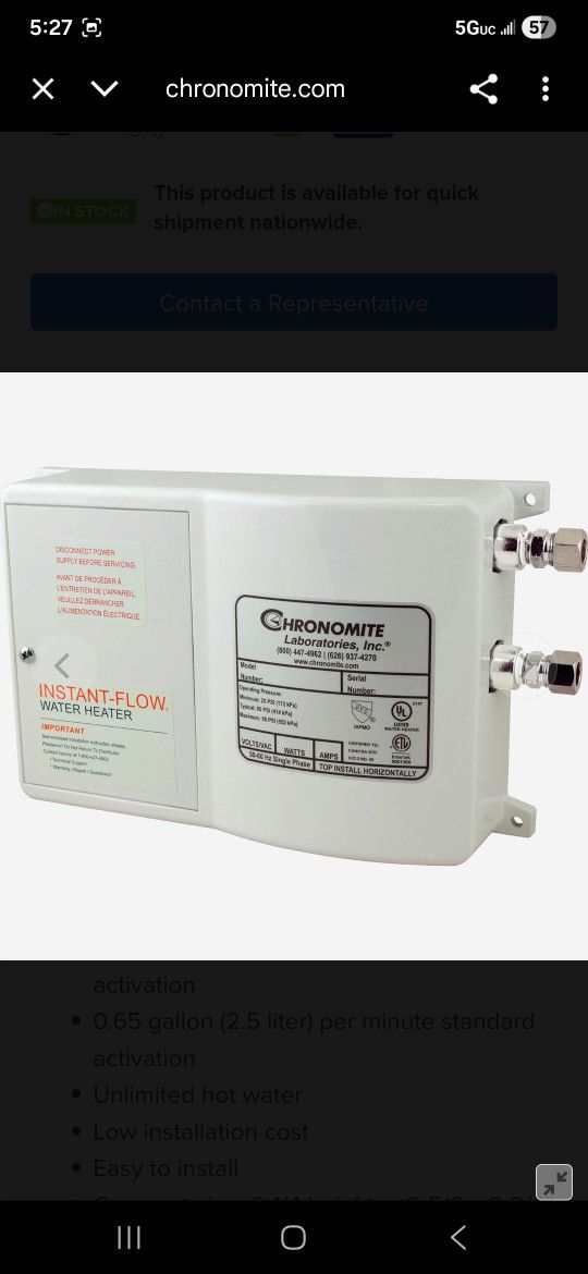 Chronomite Electric Tankless Water Heater