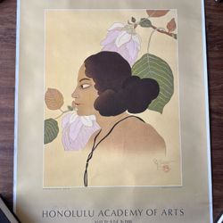 Paul Jacoulet "Fleurs Violettes Tomil,Yap" Wood Block Print