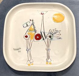 Susana Espinosa Pottery Plate Horse 1976