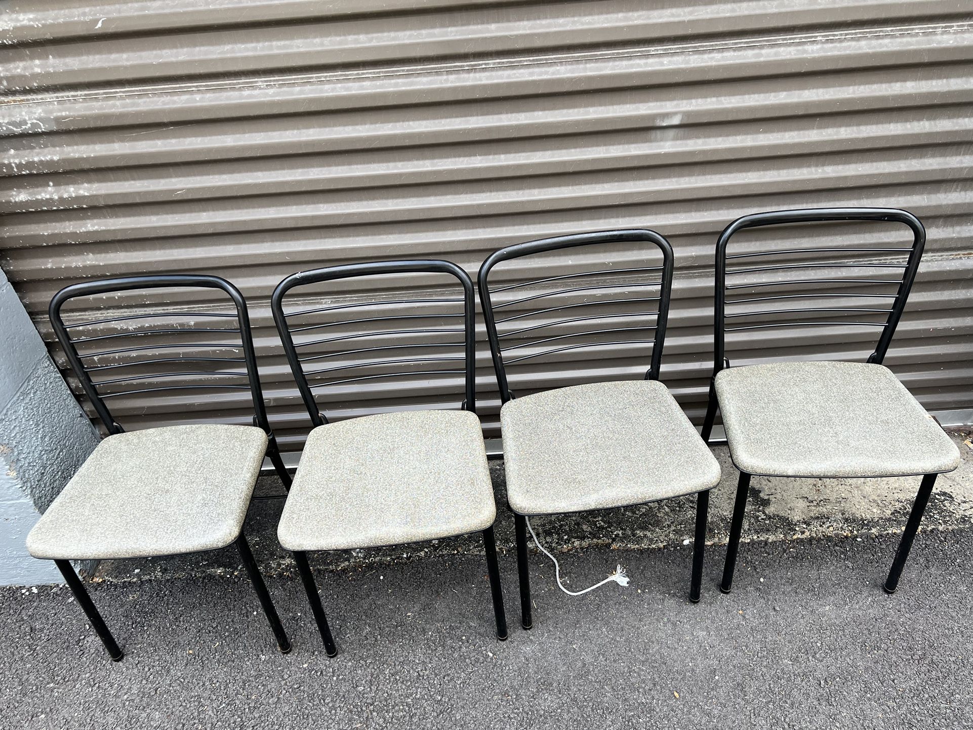 Vintage MCM Gate Leg Static Gray Folding Chairs - Set of 4 