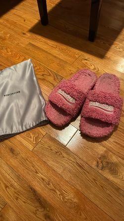Pink Balenciaga Fur Slides (Size 44)
