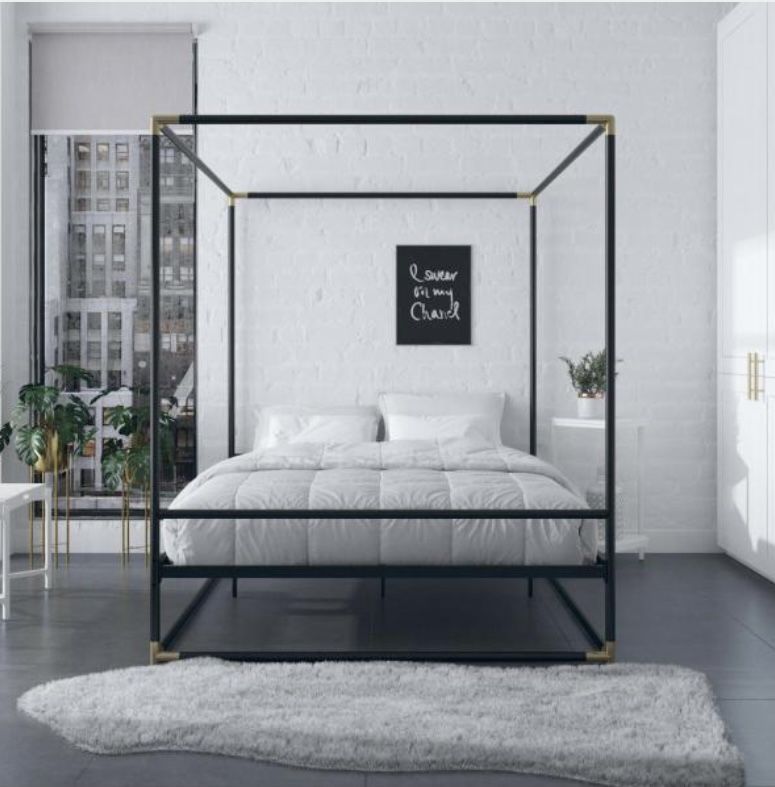 Celest Black/G Conopy Metal Queen Size bed Frame.