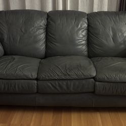 Slate-Blue Leather Couch