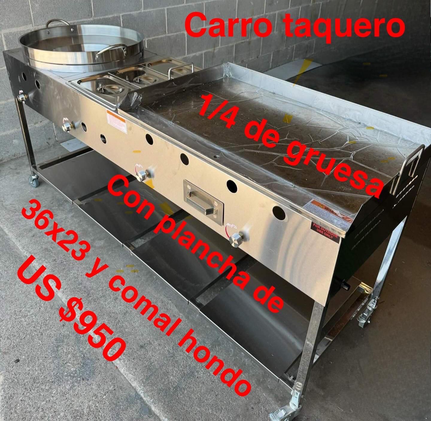 Trompo Taquero Extra Grande Con Comal Hondo , Plancha Grande Y 3 Steamers