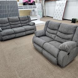 Brand New In Stock Ashley Furniture Recliner Gray Color Livingroom  2pc Sofa And Loveseat