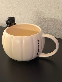 Starbucks Halloween black cat and pumpkin mug