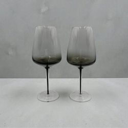 Smoked Gray Wine Glasses Set of 2