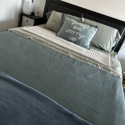 Queen Bed Frame with Mattress, Dresser, And Cube Furniture