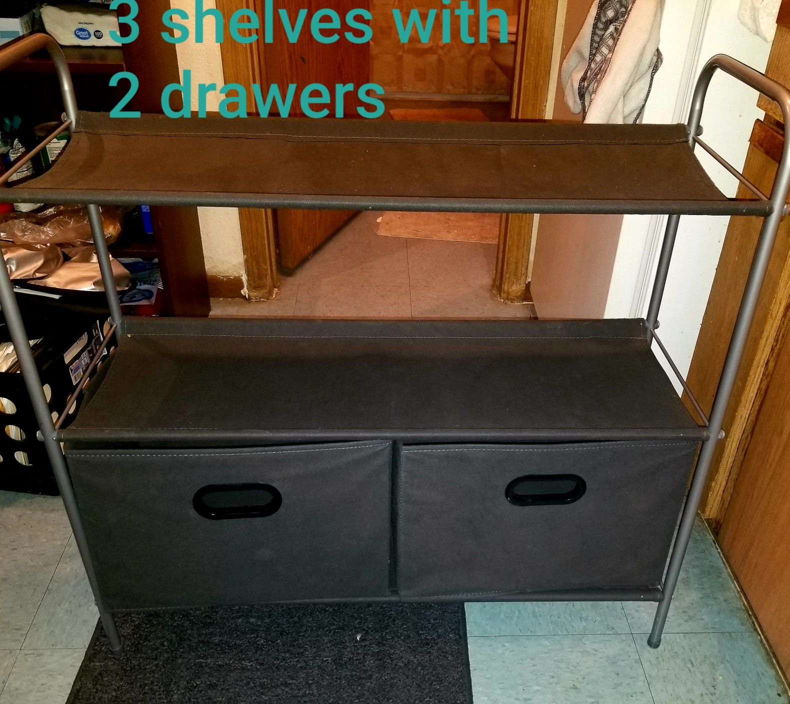 Fabric shelves (3 shelves with 2 drawers)