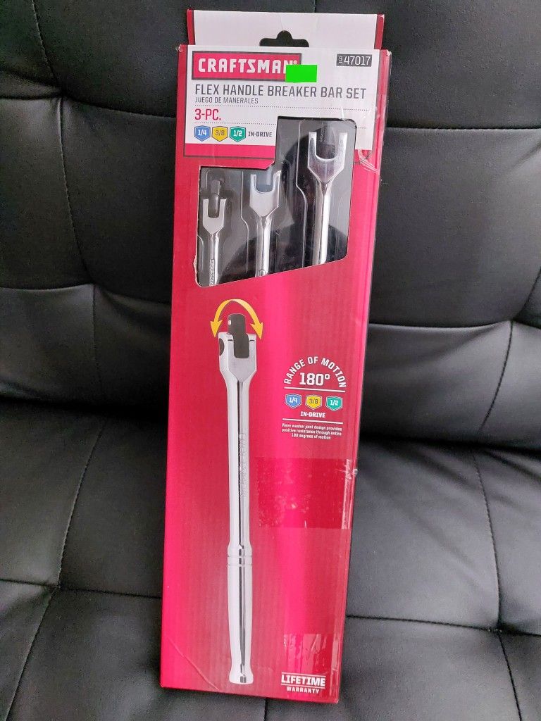 Craftsman Breaker Bar Set 3 pc. Flex Handle 1/4" 3/8" 1/2" 47017