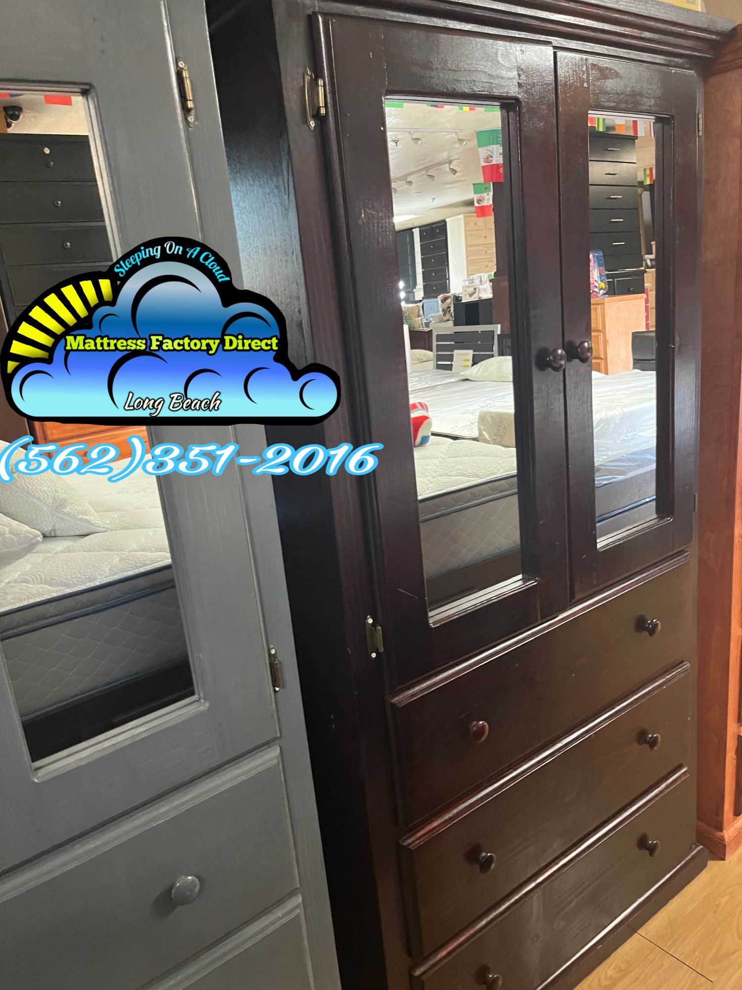 Tall Closet Wardrobe Jumbo Dresser With Mirrors Solid Wood Guardaropa