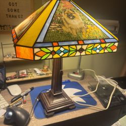 Dan Bury Mint Tiffany Like Pomeranian Dog Lamp 