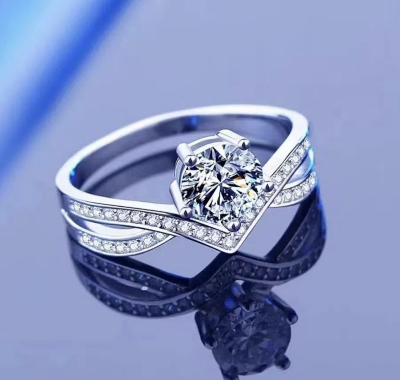 925 Sterling Silver 1 Ct Moissanite Ring Luxury 6 Prongs Crown Women Ring Marriage Proposal Engagement Birthday Gift