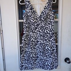 MICHAEL KORS Womens Black White Gray Woven Stretch Cotton Leopard Dress 4