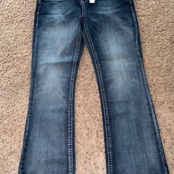 New Ladies Jack David Bootcut Jeans with Rhinestone Pockets Mid Rise, Size 17