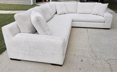 American Signature Ethan 2-Piece Sectional in Living Large White Fabric (Ivory)