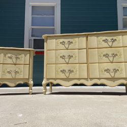 Dresser And Night Stand With Mirror And Bed Post