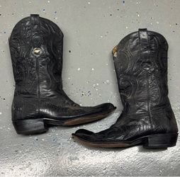 Los Altos Genuine Ostrich Exotic Cowboy Boots Western Style Size 11 EE US Black