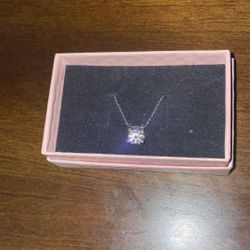 1.0 CT Moissanite Stud Silver Necklace