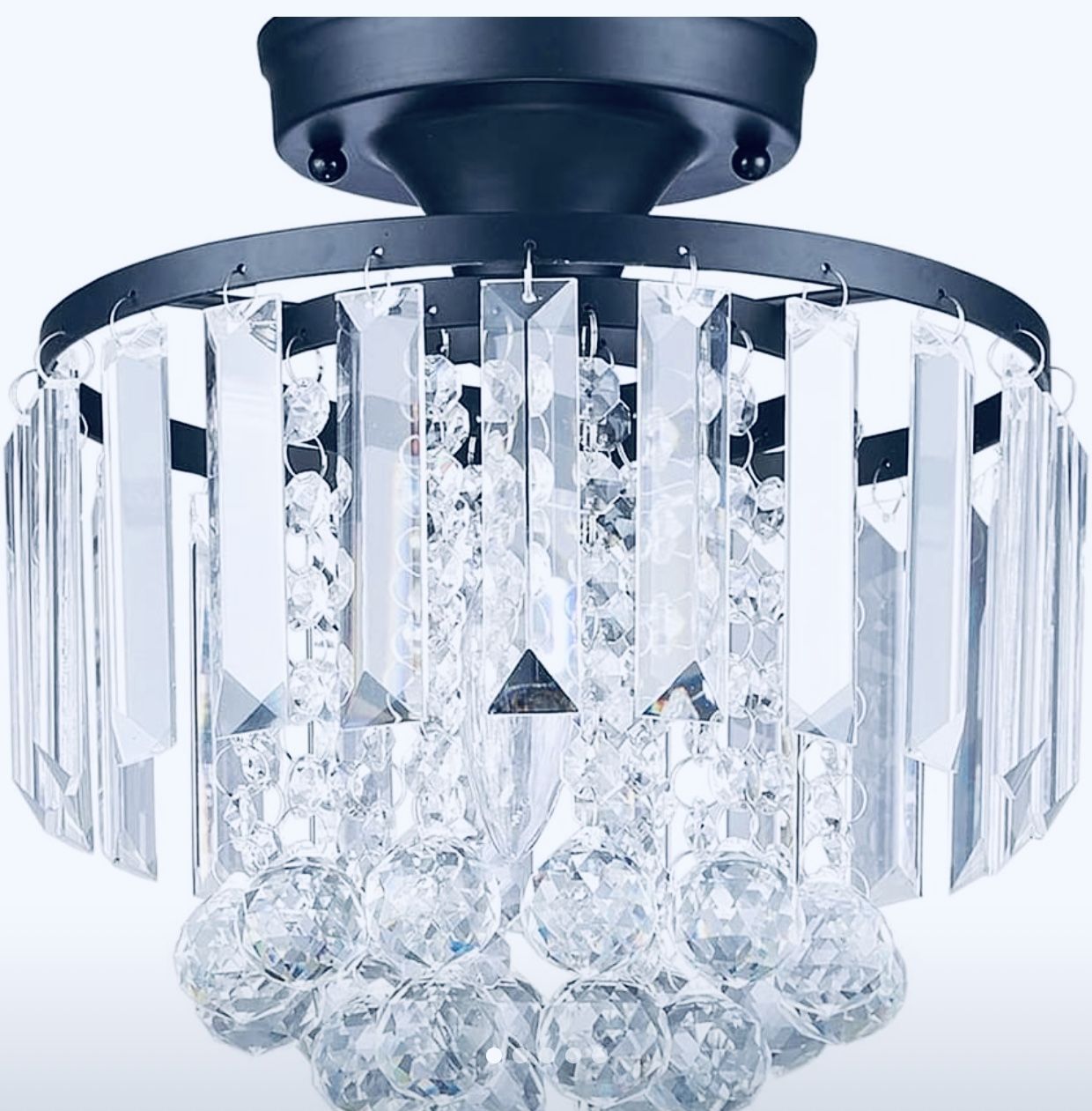 Crystal Chandelier Semi Flush Mount Light Fixture Home Hotel Living Room Bedroom Hallway Office