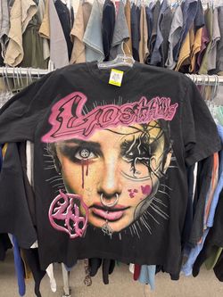 Black Graphic Tee Airbrushed Face Print