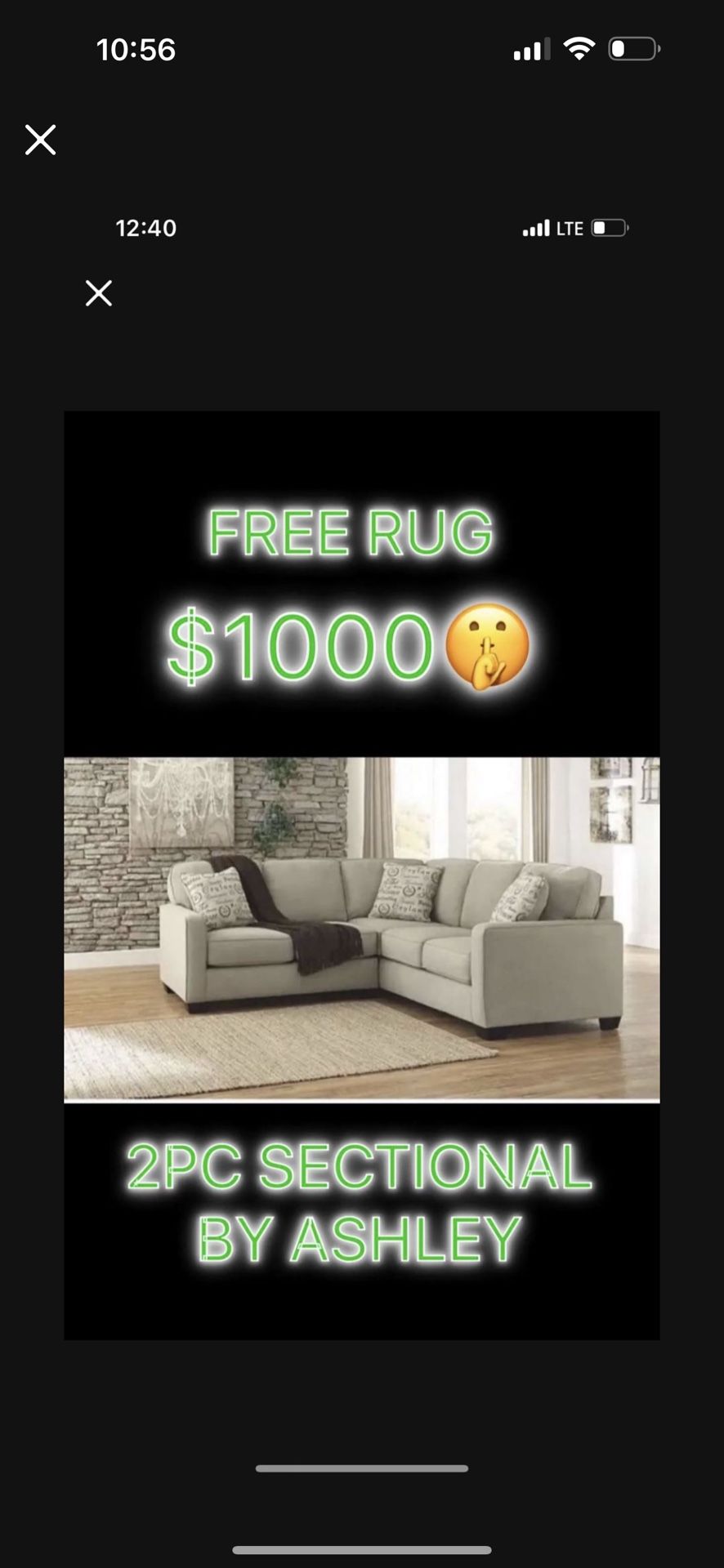 Ashley 2pc Sectional $1000 NEW W/pillows