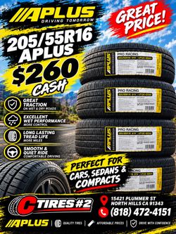205/55R16 Aplus ( 4 NEW TIRES )