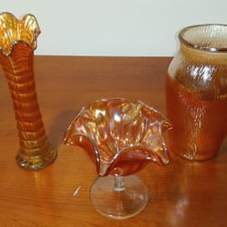 Vintage Marigold Carnival Glass Set