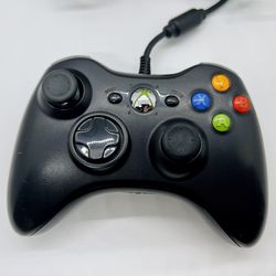 Official Microsoft XBox 360 Wired Genuine OEM Controller Black w Dongle - Tested