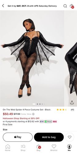 On The Web Spider 4 Piece Costume Set – Black